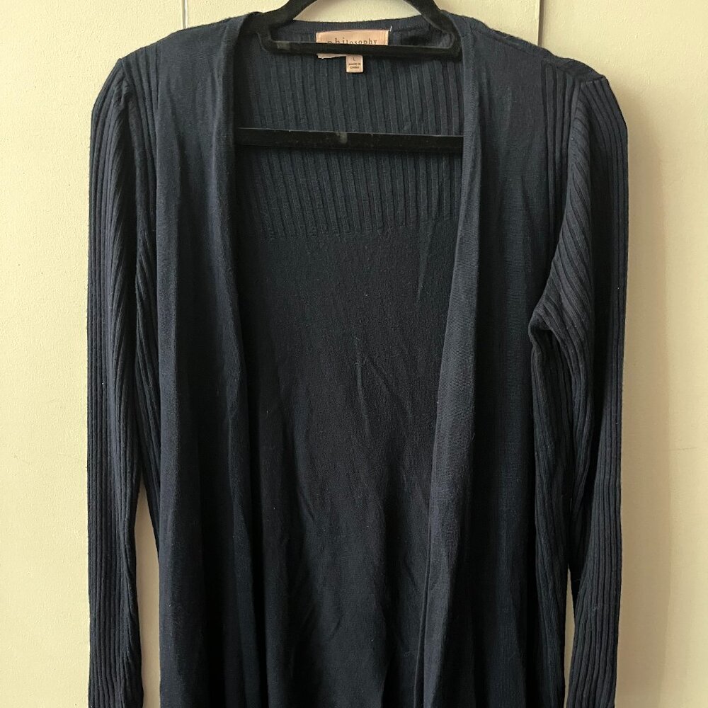 Philosophy Navy Long Cardigan Sweater - L
